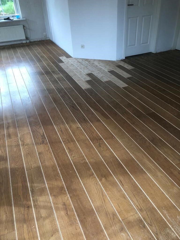 Bijleggen van houten vloer, maatwerk, aanhelen, schuren en oliën van de vloer Zaltbommel Den Bosch.jpg
